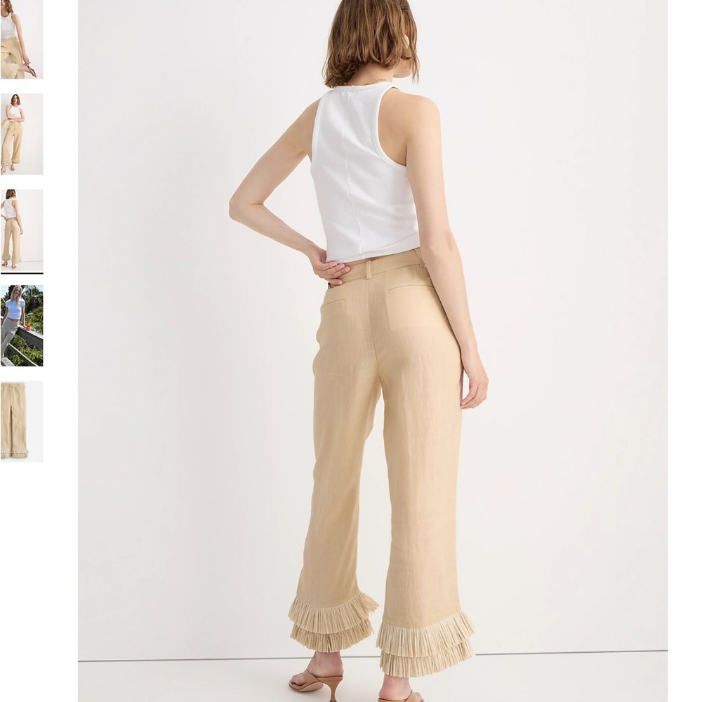JCREW INGRID FRINGE TRIM PANT IN LINEN SZ 00 NWT - Picture 5 of 7